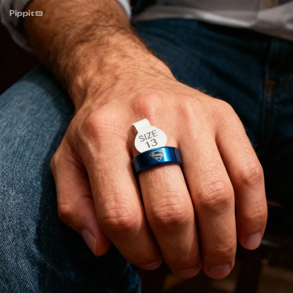 New Superman Ring Blue Stainless Steel King Big Size 13 DC‎ Comics Hero Jewelry